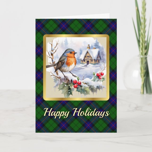 Armstrong Crest & Tartan w/Robin Personalised  Card (Front)