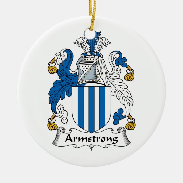 Armstrong Family Crest Ceramic Tree Decoration (Front)