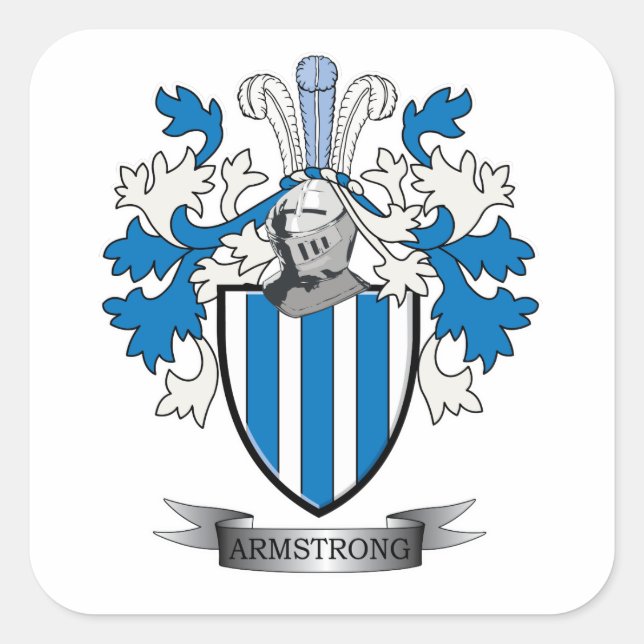 Armstrong Family Crest Coat of Arms Square Sticker (Front)