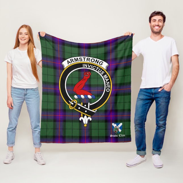 Armstrong Modern Clan Badge Tartan Plaid Fleece Blanket (In Situ)