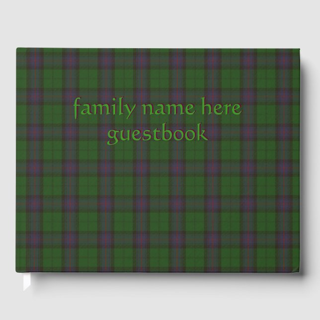 Armstrong Official Clan Tartan with family name Guest Book (Front)