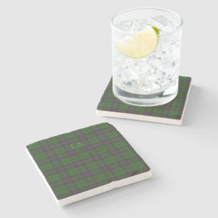 Armstrong Official Clan Tartan with your initials Stone Coaster