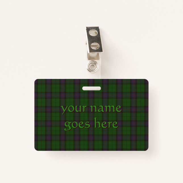 Armstrong Official Clan Tartan with your name ID Badge (Front with Clip)