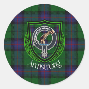 Armstrong Scottish Clan Tartan & Crest Classic Round Sticker