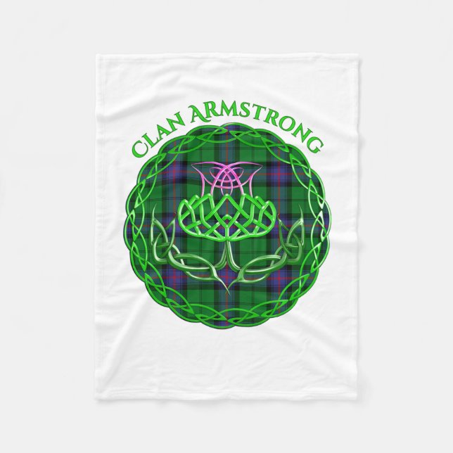 Armstrong Scottish Tartan Celtic Thistle Fleece Blanket (Front)