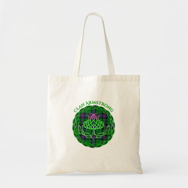 Armstrong Scottish Tartan Celtic Thistle Tote Bag (Front)