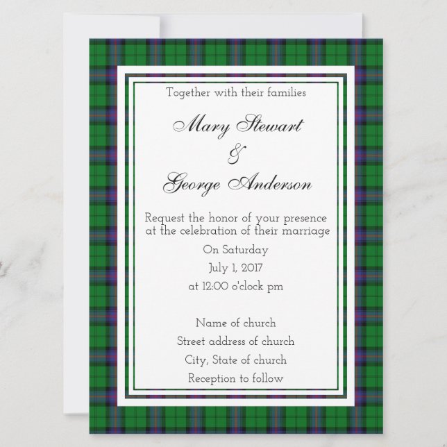 Armstrong Scottish Wedding Invitation (Front)