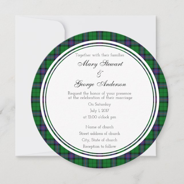 Armstrong Scottish Wedding Round Invitation (Front)