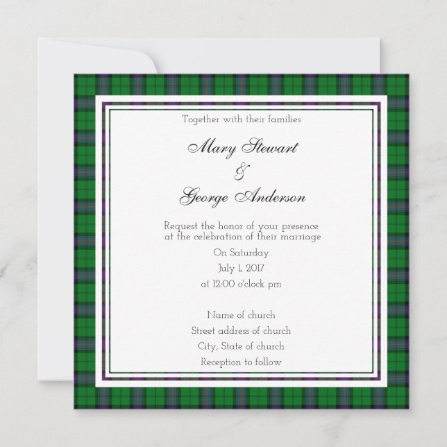 Armstrong Scottish Wedding Square Invitation (Front)