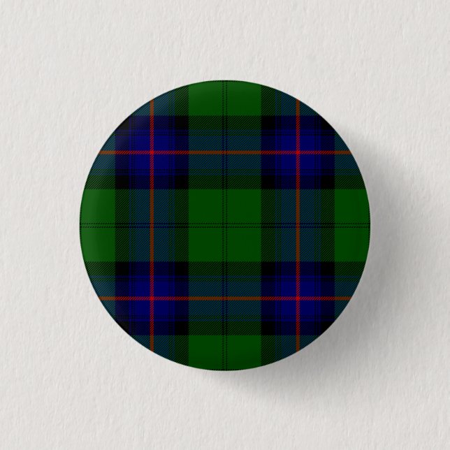 Armstrong tartan blue and green plaid 3 cm round badge (Front)