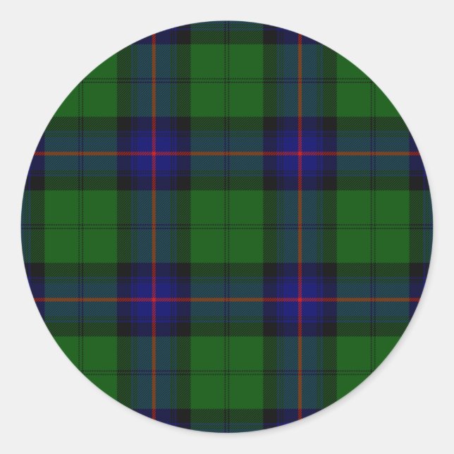 Armstrong tartan blue and green plaid classic round sticker (Front)