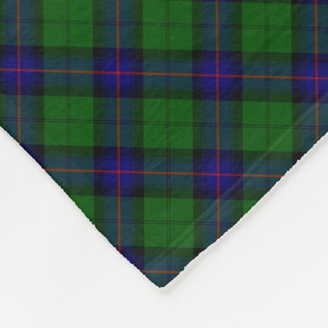 Armstrong tartan blue and green plaid fleece blanket (Corner)
