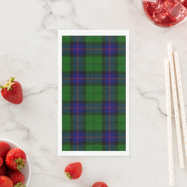 Armstrong tartan blue and green plaid napkin (Insitu)