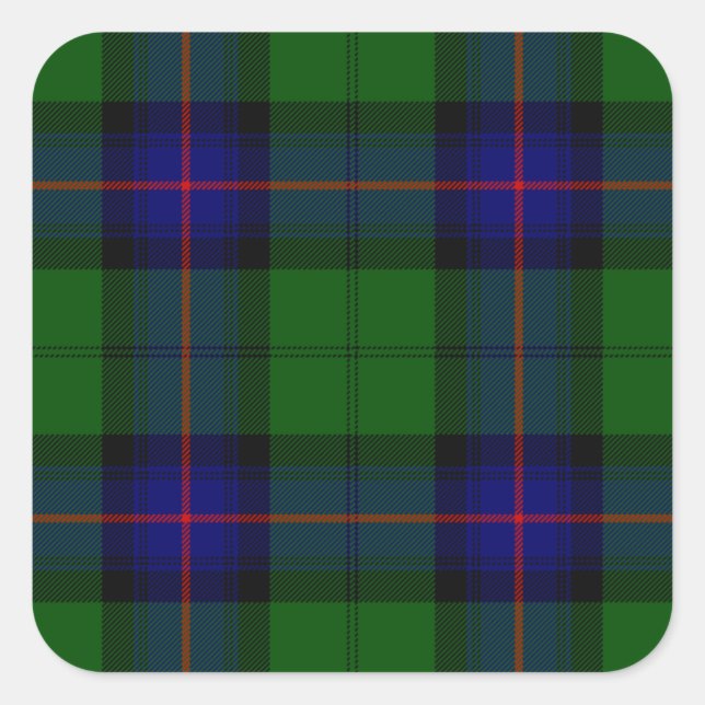 Armstrong tartan blue and green plaid square sticker (Front)