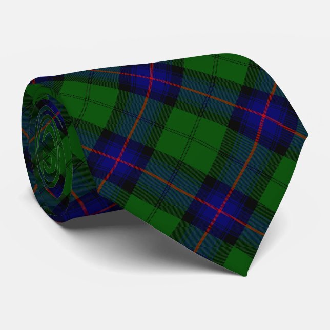 Armstrong tartan blue and green plaid tie (Rolled)