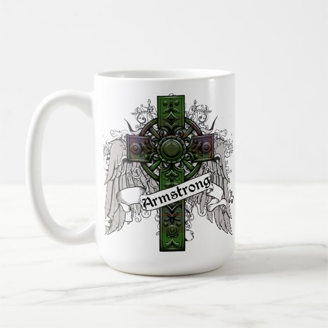 Armstrong,tartan,cross,clan,family,celtic,plaid,Sc Coffee Mug (Left)