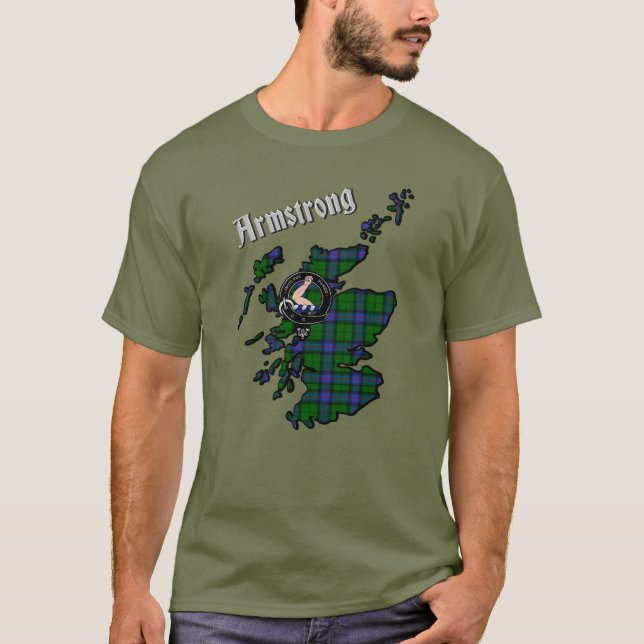 Armstrong Tartan Map & Badge T-Shirt (Front)