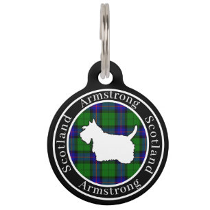 Armstrong Tartan & Scottie Dog Personalised  Pet Tag