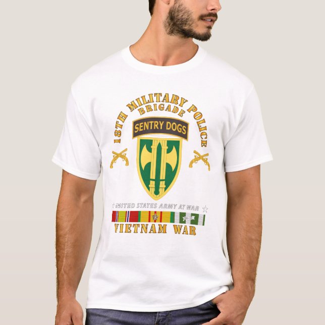 Army - 18th MP Brigade - Sentry Dogs Tab - Vietnam T-Shirt (Front)