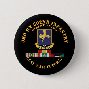 Army - 3rd Bn 502nd Infantry - Desert Storm w Svc 6 Cm Round Badge