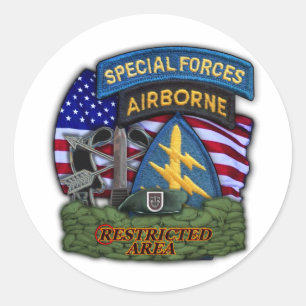 army 5th Special Forces Green Berets veterans Stic Classic Round Sticker