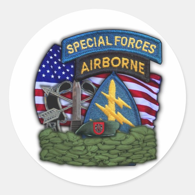 army 7th Special Forces Green Berets veterans Stic Classic Round Sticker (Front)