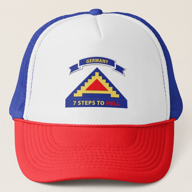 Army - 7th United States Army  w 7 Steps Hell w Sc Trucker Hat (Front)