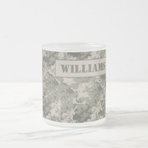 ARMY ACU Camoflauge Frosted Glass Coffee Mug Cup