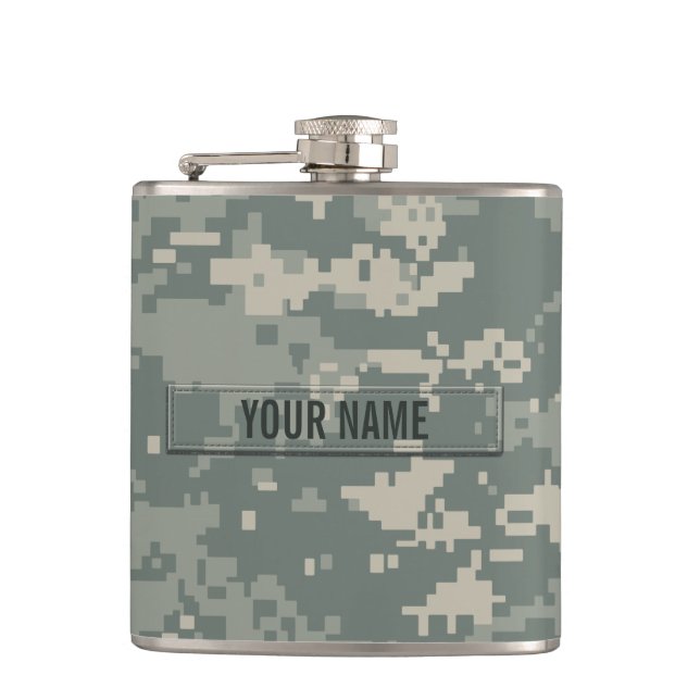 Army ACU Camouflage Customisable Hip Flask (Front)