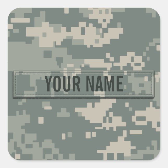 Army ACU Camouflage Customisable Square Sticker (Front)