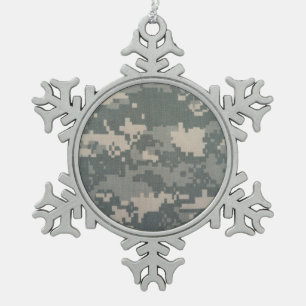 ARMY ACU SNOWFLAKE PEWTER CHRISTMAS ORNAMENT
