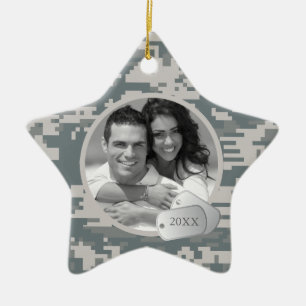Army ACUs and Dog Tags Ceramic Tree Decoration