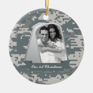 Army ACUs and Dog Tags Ceramic Tree Decoration