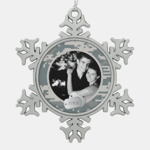 Army ACUs and Dog Tags Christmas Snowflake Pewter Christmas Ornament