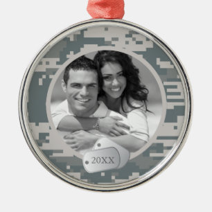 Army ACUs and Dog Tags Metal Tree Decoration