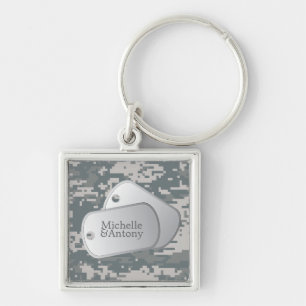 Army ACU's Pattern Customisable Photo & Dog Tags Key Ring