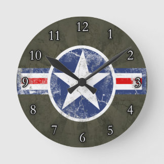 Army Air Corps Vintage Star Patriotic Round Clock
