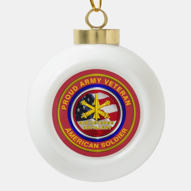 Army Air Defence Artillery Veteran Christmas Ceramic Ball Christmas Ornament (Front)