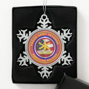 Army Air Defence Artillery Veteran Christmas Snowflake Pewter Christmas Ornament