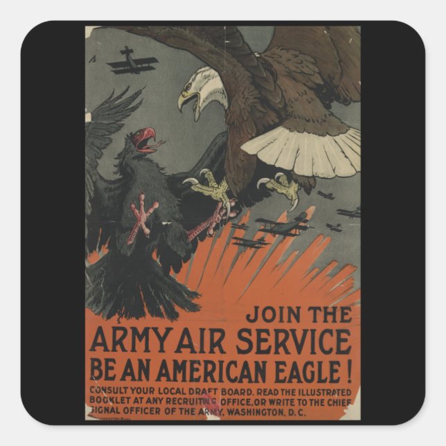 Army Air Service - Vintage USA War Square Sticker (Front)