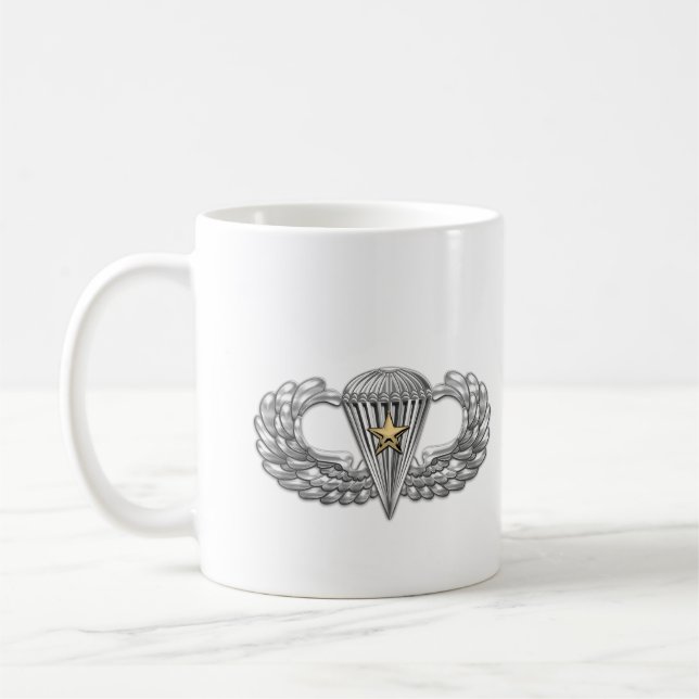 Army Airborne Basic Parachutist with Combat Star Coffee Mug (Left)