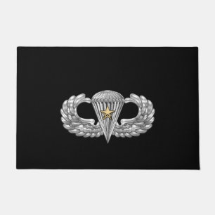 Army Airborne Basic Parachutist with Combat Star Doormat