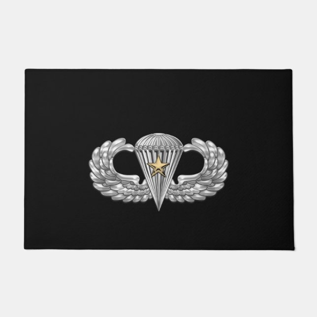Army Airborne Basic Parachutist with Combat Star Doormat (Front)