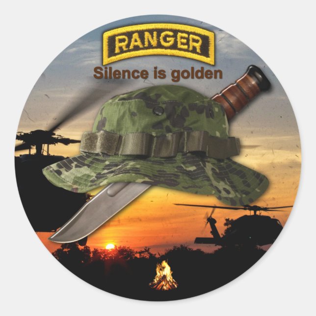 Army Airborne Ranger LRRP Recon LRRPS Classic Round Sticker (Front)