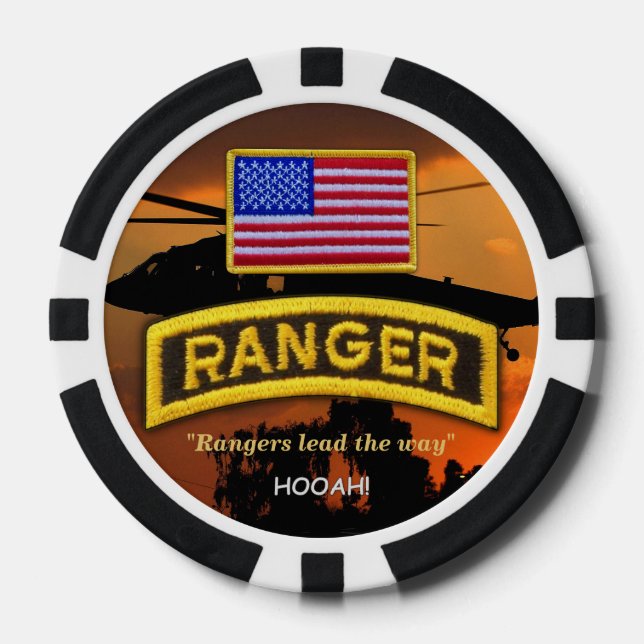 army airborne rangers veterans vets poker chips (Front)