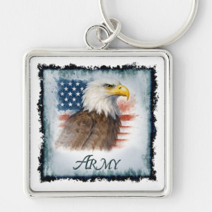 Army American Flag & Eagle Key Ring