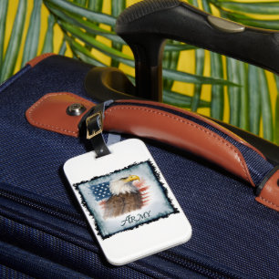 Army American Flag & Eagle Luggage Tag