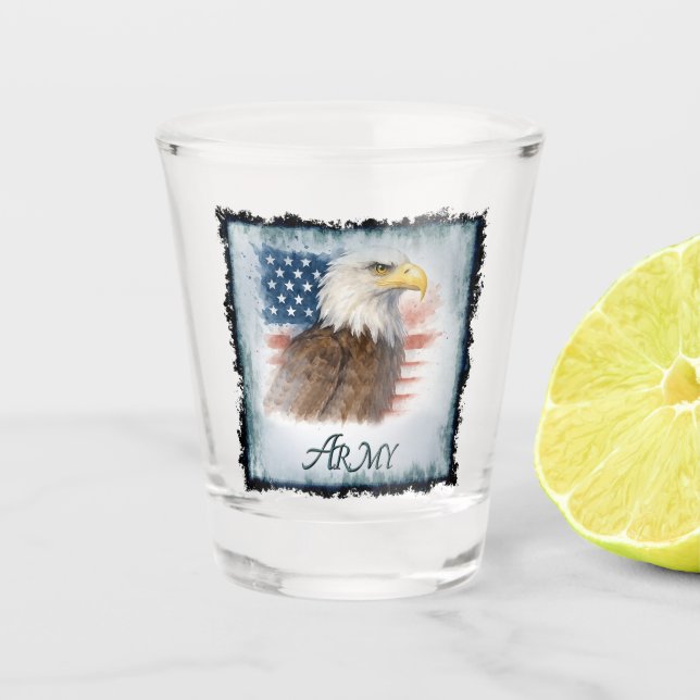 Army American Flag & Eagle Shot Glass (Front)