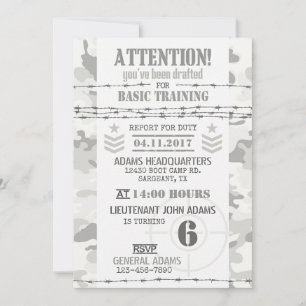 Army Arctic Camouflage Military Birthday Invitation