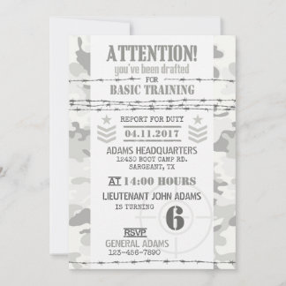 Army Arctic Camouflage Military Birthday Invitation